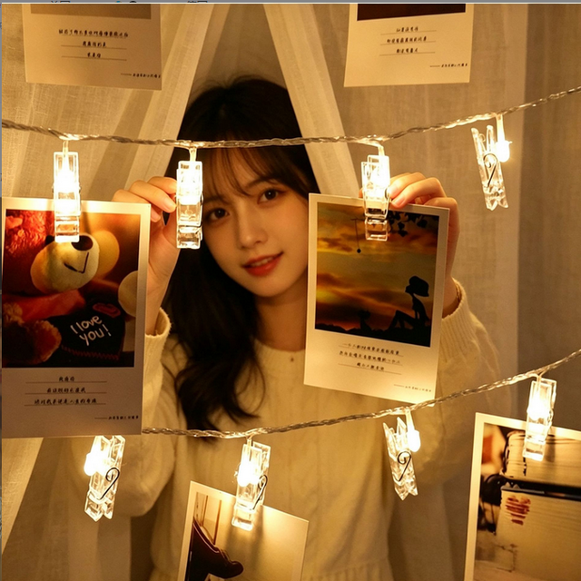 Photo Clip String Lights Fairy Lights Battery Operated with Clips for Hanging Pictures Cards Bedroom Wall Party Wedding Home