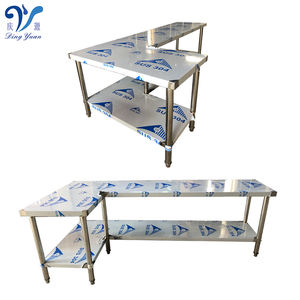 Table <span class=keywords><strong>de</strong></span> travail à 2 niveaux sur mesure, table <span class=keywords><strong>de</strong></span> préparation <span class=keywords><strong>de</strong></span> salades <span class=keywords><strong>de</strong></span> restaurant commerciale, <span class=keywords><strong>coin</strong></span> droit, table <span class=keywords><strong>de</strong></span> <span class=keywords><strong>cuisine</strong></span> à double couche en acier inoxydable - Product Image 3