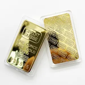 Custom 24K Pure Gold Plated Laser Serienummer 50Mm Zwitserse Coin 999 Goud Bar
