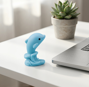 Figurines en résine colorées sur le thème de l'océan, créatures marines 3D, petits dauphins de dessin animé, décorations de gâteau d'anniversaire pour enfants, garçons, figurines - Product Image 6