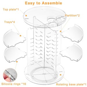 Organisateur cosmétique transparent rond rotatif à 360 degrés pour bureau, étagère à rouges à lèvres et produits de soin - Product Image 5