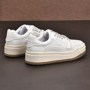 <b>White</b> Toe Platform Sneakers Genuine Cow <b>Leather</b> Comfortable Walking <b>Shoes</b> for <b>Women</b> Solid Color Casual Style Rubber Outsole - Product Image 2