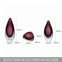 Ensemble d'objets en verre artistique soufflé à la main, sculpture en forme de goutte d'eau dégradée violet-rouge, centre de table, vase à bourgeons pour la décoration de luxe des hôtels