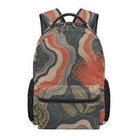 Sac à dos de voyage imprimé volcan hawaïen en polyester, sac à dos entièrement imprimé avec bretelles réglables pour les voyages et l'école
