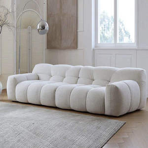 Sofá en Forma de L Extensible de Terciopelo Crema, Sofá Tapizado con Patas de Madera para Sala de Estar Pequeña - Product Image 2
