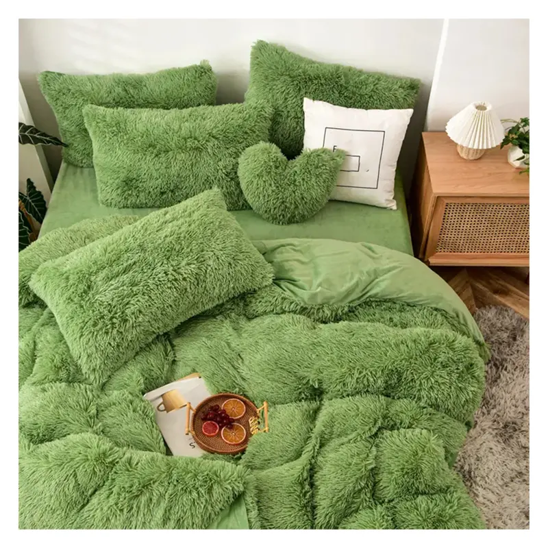 Soft Duvet Cover Sets Shaggy Plush Winter Duvet Cover Faux Fur Bedding Luxury Wholesale Winter Plush Fluffy Bedding Set