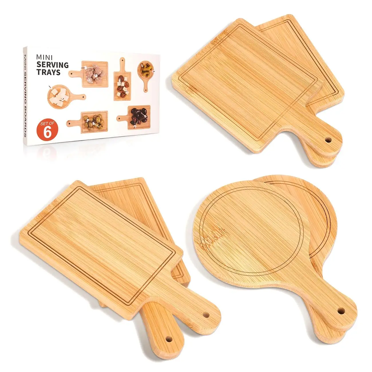 Charcuterie tre ban cắt thiết lập tia để phục vụ thực phẩm, tre cắt Board