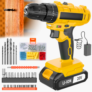 Perceuse sans fil 20V avec visseuse sans clé, moteur à balais à vitesse variable, outil de bricolage alimenté par batterie, modèle CD-20T-1 (version locale US) - Product Image 1