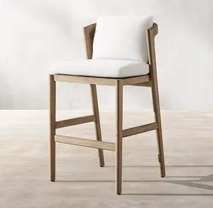 Новейшая технология, недорогие барные стулья из тика, современный роскошный уличный садовый комплект для патио, стул с высокой спинкой