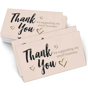 Factory Directly Sale Custom Greeting Noted Card Printing Paper Cardboard Pink Thank You Cards with Logo