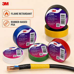 Cinta Aislante Eléctrica de Vinilo PVC <span class=keywords><strong>3M</strong></span> <span class=keywords><strong>Temflex</strong></span> 1500, Autoadhesiva, 18mmx10M, Antiinflamable, para Mantenimiento Eléctrico - Product Image 5