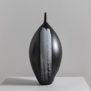 <span class=keywords><strong>Vase</strong></span> moderne en <span class=keywords><strong>porcelaine</strong></span> peint <span class=keywords><strong>à</strong></span> la main, décoration intérieure, noir et blanc - Product Image 4