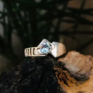 Anillo de Aguamarina de Plata de Ley 925 hecho a mano, piedra natal de marzo, compromiso, promesa, aniversario, regalo de boda para fiestas - Product Image 5