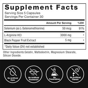 Suplemento de L-Arginina de Alta Calidad, 150 Cápsulas, Apoyo Muscular, Mayor Fuerza para Adultos, Cápsulas de L-Arginina - Product Image 3