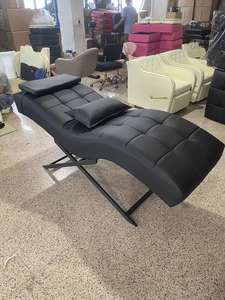 Lit de Cils en Cuir Noir le Plus Vendu pour <span class=keywords><strong>Salon</strong></span> de Beauté, Base en Métal Doré Luxe, Lit de Massage Incurvé pour Sourcils - Product Image 4