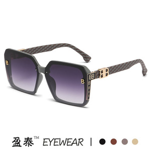 Lunettes de soleil carrées surdimensionnées de marque B pour femmes, protection UV400, monture en plastique et métal, couleur rose - Product Image 2