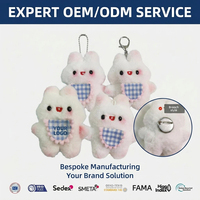 Soporte OEM ODM: Llavero de peluche de conejo kawaii personalizado, bonito colgante de conejo para bolso, broche DIY para mochila y cartera