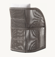 PAVONA Ensemble de salle à manger en aluminium finition poudrée avec manteau au design simple Fauteuil de jardin extérieur tissé en rotin PE