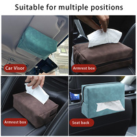 Boîte à mouchoirs portable pour voiture en suède, sac de rangement universel suspendu avec ventouse pour l'organisation latérale du siège, en polyester durable