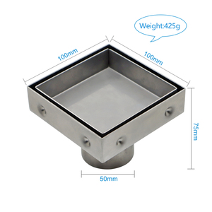 Desagüe de Ducha Cuadrado de Acero Inoxidable 316 de 4 Pulgadas con Rejilla Invisible para Inserción de Azulejos, Acabado Cepillado, para Baño - Product Image 6