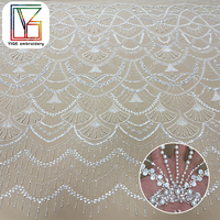 Nouveau tissu en dentelle africaine en gros, tissu en dentelle perlée, tissu en dentelle florale 3D, tissu en dentelle perlée, tissu en dentelle à sequins, tissu en tulle pour robe de mariée