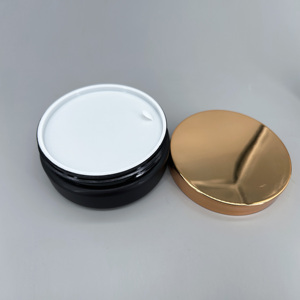 Haute qualité 150ml 200ml 250ml 300ml 360ml 480ml pots de crème en plastique PET givré ambre avec couvercle en métal doré pour emballage cosmétique - Product Image 6