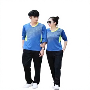 Set di Abbigliamento per Badminton Autunno-Inverno a Maniche Lunghe, Vendita all'Ingrosso, Tuta Sportiva Casual con Scollo a V per <span class=keywords><strong>Uomo</strong></span> e Donna in Poliestere - Product Image 1