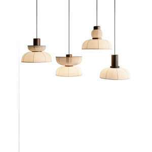 Luminaire suspendu rond style Wabi Sabi japonais créatif, LED E27, tissu noir, pour restaurant, salon, hôtel, bar, salon de thé - Product Image 4