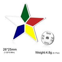 Broche étoile émaillée 5 couleurs en acier inoxydable Yiwu Aceon, symbole de la foi druzie, étoile à cinq branches multicolore, pour le Moyen-Orient