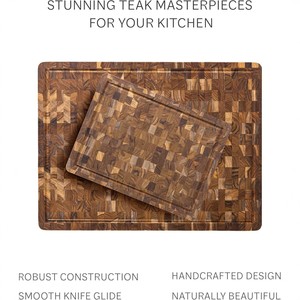 TeakHaus Butcher <b>Block</b> End Grain Teak <b>Wood</b> Large Kitchen Cutting Board Durable Multifunctional - Product Image 3