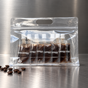 Empaque de Café Transparente con Logotipo Personalizado y Asa, Certificado de Calidad, Bolsas Resellables con Sellado de Ocho Lados para Granos de Café 100g 500g - Product Image 1