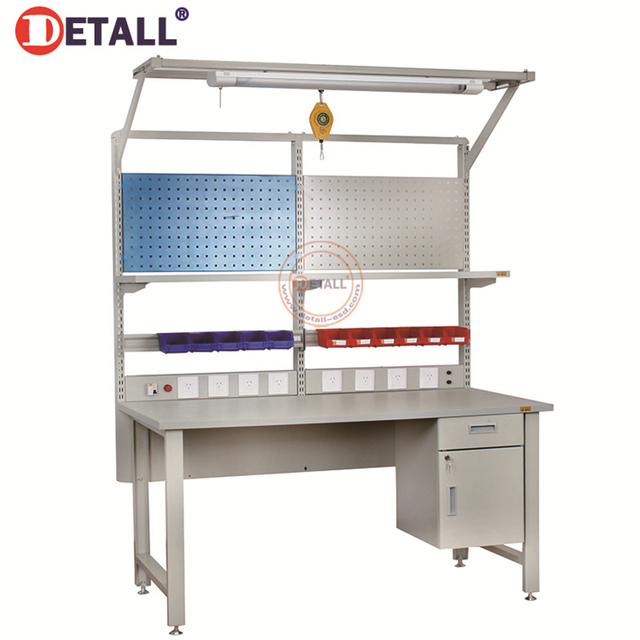 Detall Anti-static ESD Workbench Workstation with Cold Rolled Steel and Engine Components for Phone Repair in Lab and Warehouse