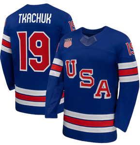 Erkekler ABD Hokeyi 19 Matthew for Tkachuk Royal 2026 İç Saha ve Deplasman Forması İşlemesi - Product Image 1