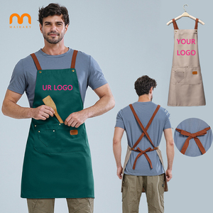 Tablier à bavette <span class=keywords><strong>de</strong></span> chef et <span class=keywords><strong>de</strong></span> salon en coton et polyester avec logo personnalisé OEM Cuisine Cuisine et beauté Coiffeur pour le nettoyage <span class=keywords><strong>Serveuse</strong></span> - Product Image 1