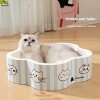 Lit grattoir pour chat en forme de patte de fleur, 100 % pâte de bois, certifié FDA, nid pour chat en carton ondulé haute densité pour chats d'intérieur
