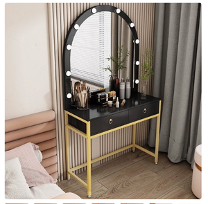 Modern <strong>Make</strong> <strong>up</strong> <strong>Vanity</strong> Table with LED Light Arch Mirror Storage Drawers Dressing Desk Bedroom Furniture - Product Image 1