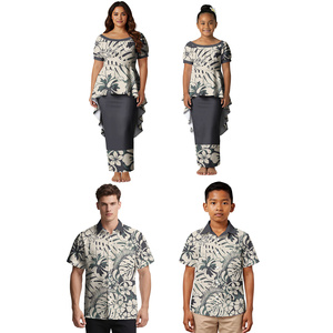 Conjunto Familiar Personalizado Estilo Samoano, Vestido Puletasi Casual para Madre e Hija, Camisa Polinesia para Padre e Hijo, Estampado Hawaiano - Product Image 5