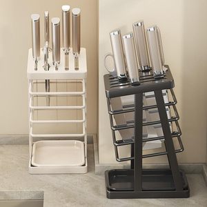 Portacuchillos de acero al carbono con escurridor, almacenamiento multifuncional para cuchillos, palillos, organizador de encimera de cocina - Product Image 2