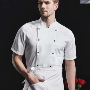 Camisa de abrigo de Chef de manga corta con diseño de botón de doble línea Uniforme de Chef Cook - Product Image 3