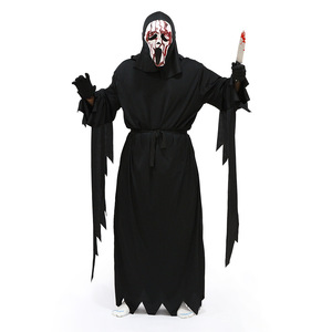 Lanjo Grim Reaper ชุดฮาโลวีนผู้ใหญ่/เด็กชุดผีหน้ากรีดร้องชุดหน้ากาก - Product Image 5