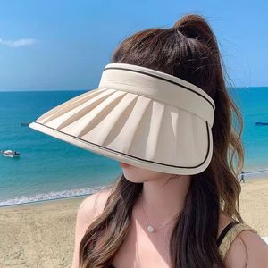 หมวกกันแดดฤดูร้อนสำหรับผู้หญิง ปีกกว้าง ระบายอากาศได้ดี ป้องกันรังสียูวี เหมาะสำหรับการเดินทางกลางแจ้ง สีพื้น - Product Image 2