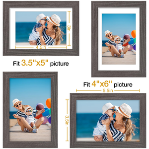 Rustic Retro Wall Hanging Set of 3 Tempered Glass Solid Oak Wood <b>Picture</b> <b>Frame</b> with Mat <b>8x10</b> - Product Image 4