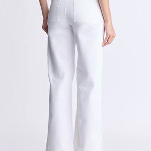 Jeans Rectos de Cintura Alta para Mujer, Blancos, Personalizados OEM/ODM, 100% Algodón, Pantalones Vaqueros de Moda - Product Image 3