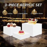 Présentoirs en acrylique blanc emboîtables, supports cubiques écologiques pour buffet de desserts et présentation de nourriture pour fêtes
