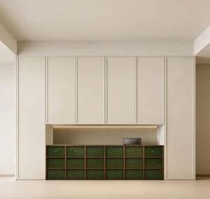 Armario Moderno Personalizado para Toda la Casa |   Mueble Empotrado Beige + Cajones Verdes |   Muebles de Alta Gama para Armario de Dormitorio - Product Image 1