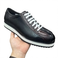 Chaussures de marche en cuir véritable pour hommes, baskets décontractées à lacets, dessus matelassé, semelle en caoutchouc, pour le bureau