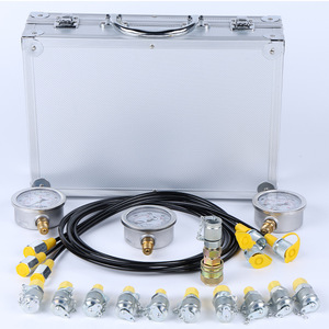 Medidor de Presión de Aceite para Excavadora de Alta Precisión con Once Conectores, Instrumento de Medición de Presión de Fluido de Tres Manómetros Plateado, Fuente Directa - Product Image 1