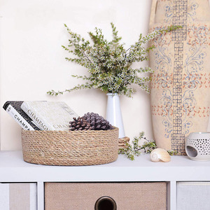 Cestas Tejidas Redondas Hechas a Mano, Cesta de Almacenamiento de Hierba de Cattail Beige, Contenedor Organizador - Product Image 2