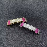 BES Fashion Hip Hop Bling Grilles en laiton à six dents Bijoux de corps plaqués or en zircon glacé pour les fêtes