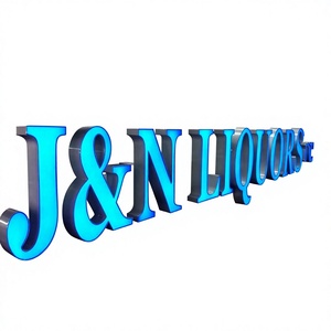 Illuminated Acrylic LED Logo <b>Sign</b> Blue In Black Rectangular 6000K Daylight Alert Easy Installation Bar Use - Product Image 1